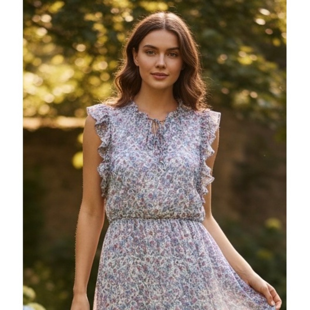 BB Dakota Steve Madden Romantic Feminine Tiered Floral Midi Dress‎ XL Ruffle NWT